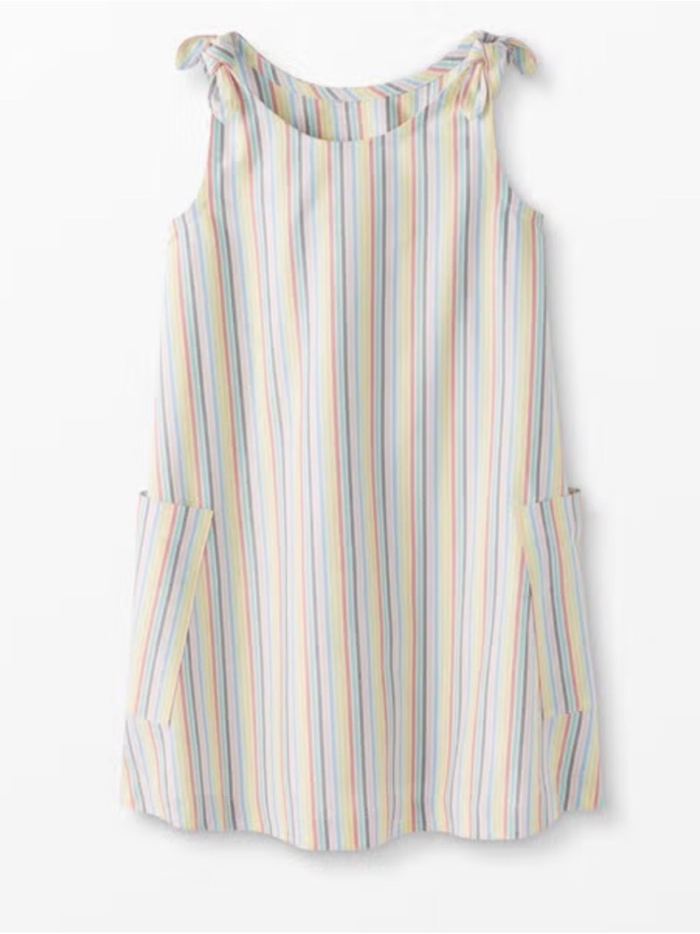 Hanna Andersson Rainbow Stripe Tie-Shoulder dress Euc size 4